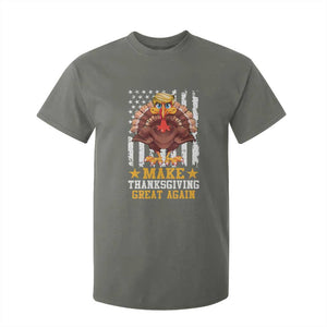 Funny Trump Thanksgiving T Shirt For Kid Make Thanksgiving Great Again Trump Turkey US Flag TS10 Military Green Print Your Wear