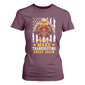 Funny Trump Thanksgiving T Shirt For Women Make Thanksgiving Great Again Trump Turkey US Flag TS10 Maroon Print Your Wear