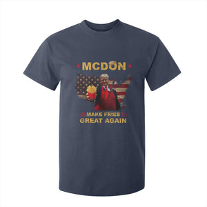 Funny Trump 2024 T Shirt For Kid President Trump Makes Fries Great Again American Flag TS10 Navy Print Your Wear