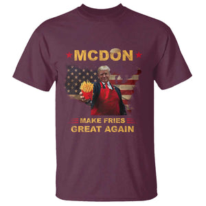 Funny Trump 2024 T Shirt President Trump Makes Fries Great Again American Flag TS10 Maroon Print Your Wear