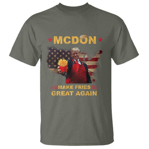 Funny Trump 2024 T Shirt President Trump Makes Fries Great Again American Flag TS10 Military Green Print Your Wear