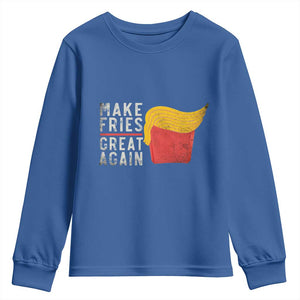 Funny Fries Youth Sweatshirt Vintage Make Fries Great Again TS10 Royal Blue Print Your Wear