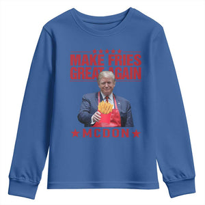 Funny Trump 2024 Youth Sweatshirt McDon Trump Makes Fries Great Again TS10 Royal Blue Print Your Wear