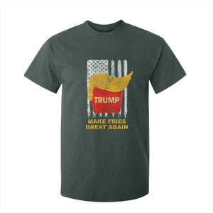Funny Trump 2024 T Shirt For Kid President Trump Makes Fries Great Again US Flag TS10 Dark Forest Green Print Your Wear