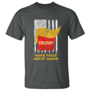 Funny Trump 2024 T Shirt President Trump Makes Fries Great Again US Flag TS10 Dark Heather Print Your Wear