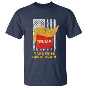 Funny Trump 2024 T Shirt President Trump Makes Fries Great Again US Flag TS10 Navy Print Your Wear