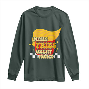 Funny Fries Long Sleeve Shirt Make Fries Great Again Checkered TS10 Dark Forest Green Print Your Wear
