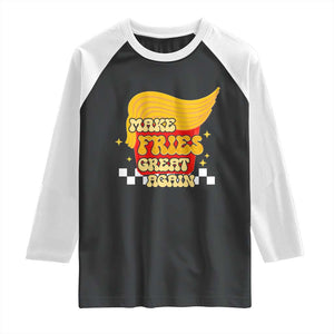 Funny Fries Raglan Shirt Make Fries Great Again Checkered TS10 Black White Print Your Wear