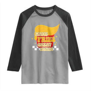 Funny Fries Raglan Shirt Make Fries Great Again Checkered TS10 Sport Gray Black Print Your Wear