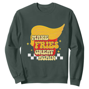 Funny Fries Sweatshirt Make Fries Great Again Checkered TS10 Dark Forest Green Print Your Wear