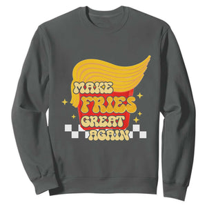 Funny Fries Sweatshirt Make Fries Great Again Checkered TS10 Dark Heather Print Your Wear