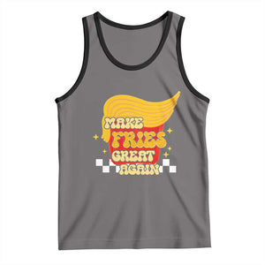 Funny Fries Tank Top Make Fries Great Again Checkered TS10 Deep Heather Black Print Your Wear