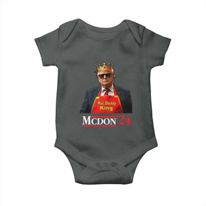 Funny Trump 2024 Baby Onesie Mac Daddy King McDon '24 TS10 Dark Heather Print Your Wear