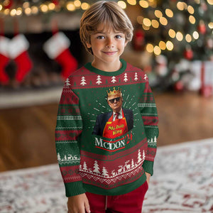 Funny Trump 2024 Ugly Christmas Sweater Mac Daddy King McDon '24 TS10 Christmas Print Your Wear