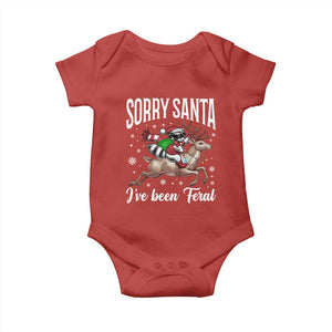 Christmas Raccoon Baby Onesie Sorry Santa I've Been Feral Funny Weird Xmas Gifts TS10 Red Print Your Wear