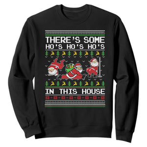Funny Christmas Sweatshirt There's Some Horrors In This House Sexy Santa Claus Ugly Xmas TS10 Black Print Your Wear