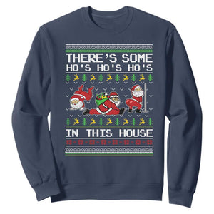 Funny Christmas Sweatshirt There's Some Horrors In This House Sexy Santa Claus Ugly Xmas TS10 Navy Print Your Wear