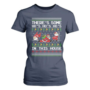 Funny Christmas T Shirt For Women There's Some Horrors In This House Sexy Santa Claus Ugly Xmas TS10 Navy Print Your Wear