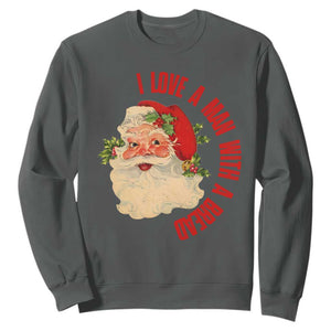 Christmas Santa Sweatshirt Fun Retro I Love A Man With A Beard TS10 Dark Heather Print Your Wear