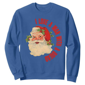 Christmas Santa Sweatshirt Fun Retro I Love A Man With A Beard TS10 Royal Blue Print Your Wear