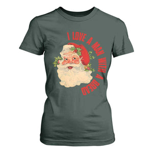 Christmas Santa T Shirt For Women Fun Retro I Love A Man With A Beard TS10 Dark Forest Green Print Your Wear
