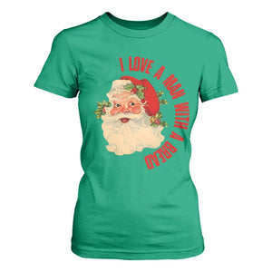 Christmas Santa T Shirt For Women Fun Retro I Love A Man With A Beard TS10 Irish Green Print Your Wear