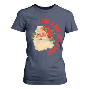 Christmas Santa T Shirt For Women Fun Retro I Love A Man With A Beard TS10 Navy Print Your Wear