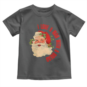 Christmas Santa Toddler T Shirt Fun Retro I Love A Man With A Beard TS10 Dark Heather Print Your Wear