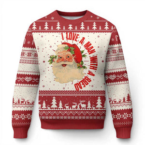 Santa Ugly Christmas Sweater Fun Retro I Love A Man With A Beard TS10 Red Print Your Wear