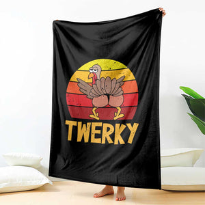 Funny Thanksgiving Throw Blanket Vintage Twerky Turkey Butt Twerk Dance Pun Gift TS10 Print Your Wear