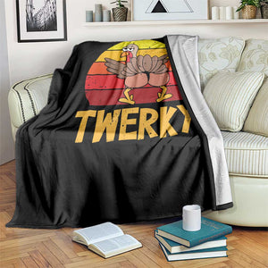Funny Thanksgiving Throw Blanket Vintage Twerky Turkey Butt Twerk Dance Pun Gift TS10 Print Your Wear