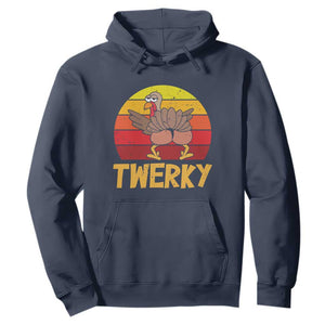 Funny Thanksgiving Hoodie Vintage Twerky Turkey Butt Twerk Dance Pun Gift TS10 Navy Print Your Wear