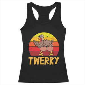Funny Thanksgiving Racerback Tank Top Vintage Twerky Turkey Butt Twerk Dance Pun Gift TS10 Black Print Your Wear