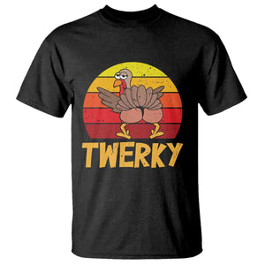 Funny Thanksgiving T Shirt Vintage Twerky Turkey Butt Twerk Dance Pun Gift TS10 Black Print Your Wear