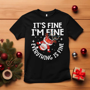 Funny Christmas Santa T Shirt It's Fine I'm Fine Everything Is Fine TS10 Black Print Your Wear
