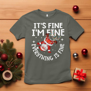 Funny Christmas Santa T Shirt It's Fine I'm Fine Everything Is Fine TS10 Military Green Print Your Wear