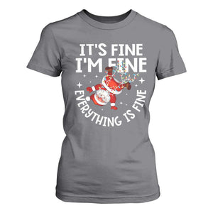 Funny Christmas Santa T Shirt For Women It's Fine I'm Fine Everything Is Fine TS10 Charcoal Print Your Wear