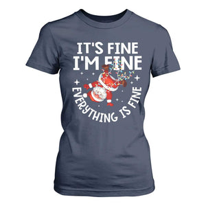 Funny Christmas Santa T Shirt For Women It's Fine I'm Fine Everything Is Fine TS10 Navy Print Your Wear