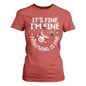Funny Christmas Santa T Shirt For Women It's Fine I'm Fine Everything Is Fine TS10 Red Print Your Wear