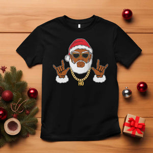 Funny Christmas Santa T Shirt Black Hip Hop Santa African American Santa Rapper Fan Gift TS10 Black Print Your Wear