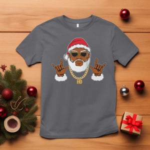 Funny Christmas Santa T Shirt Black Hip Hop Santa African American Santa Rapper Fan Gift TS10 Charcoal Print Your Wear