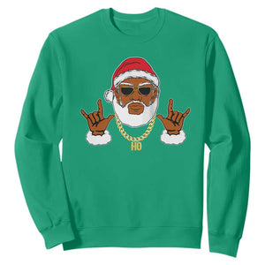 Funny Christmas Santa Sweatshirt Black Hip Hop Santa African American Santa Rapper Fan Gift TS10 Irish Green Print Your Wear