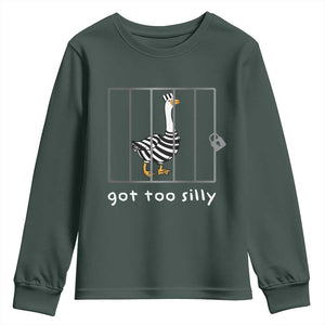 Silly Goose Youth Sweatshirt Got Too Silly TS10 Dark Forest Green Print Your Wear