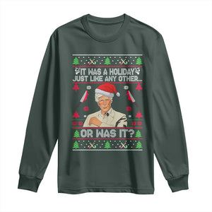 True Crime Ugly Christmas Long Sleeve Shirt Funny Holiday Xmas Party TS10 Dark Forest Green Print Your Wear