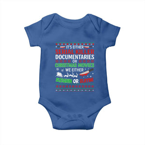 Crime Documentaries Ugly Christmas Baby Onesie Funny Horror Xmas Slaying Or Sleighing TS10 Royal Blue Print Your Wear