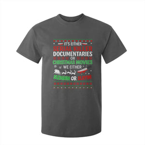 Crime Documentaries Ugly Christmas T Shirt For Kid Funny Horror Xmas Slaying Or Sleighing TS10 Dark Heather Print Your Wear