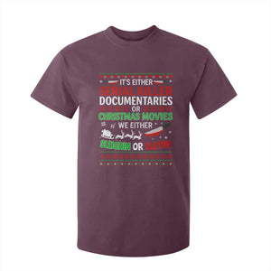 Crime Documentaries Ugly Christmas T Shirt For Kid Funny Horror Xmas Slaying Or Sleighing TS10 Maroon Print Your Wear