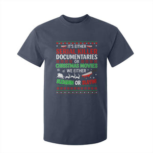 Crime Documentaries Ugly Christmas T Shirt For Kid Funny Horror Xmas Slaying Or Sleighing TS10 Navy Print Your Wear