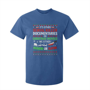 Crime Documentaries Ugly Christmas T Shirt For Kid Funny Horror Xmas Slaying Or Sleighing TS10 Royal Blue Print Your Wear