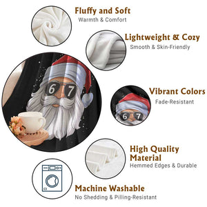 Six Seven 67 Christmas Meme Throw Blanket Funny Brainrot Santa Claus Gen Alpha Slang TS10 Print Your Wear